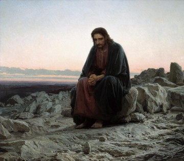 イエス Painting - イエス 荒野の先見の明のある指導者 イワン・クラムスコイ 宗教的キリスト教徒